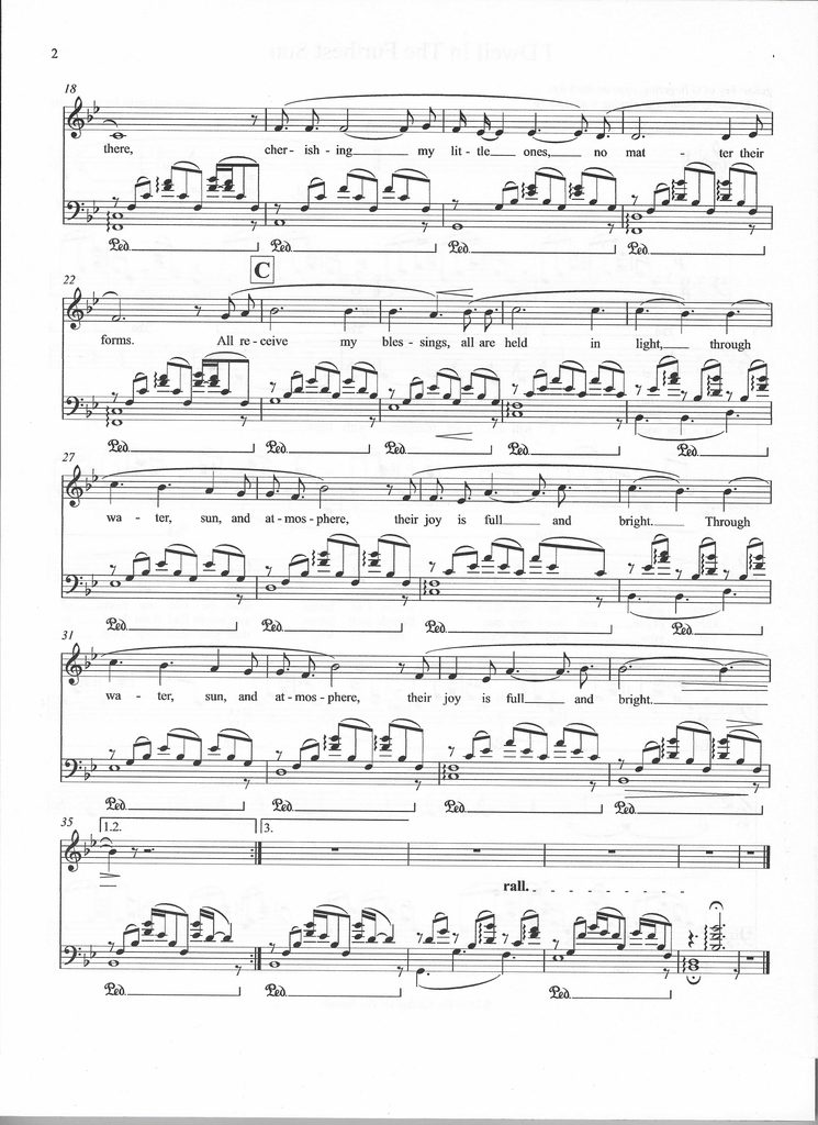 Second page of the spiritual song entitled "I Dwell In The Furthest Sun", words and music by d. g. watts, copyright © 2024 The Kindred Of The Eternal.